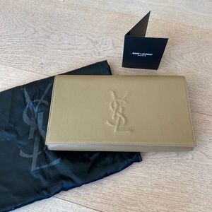Saint Laurent Belle Du Jour Nude Leather Clutch